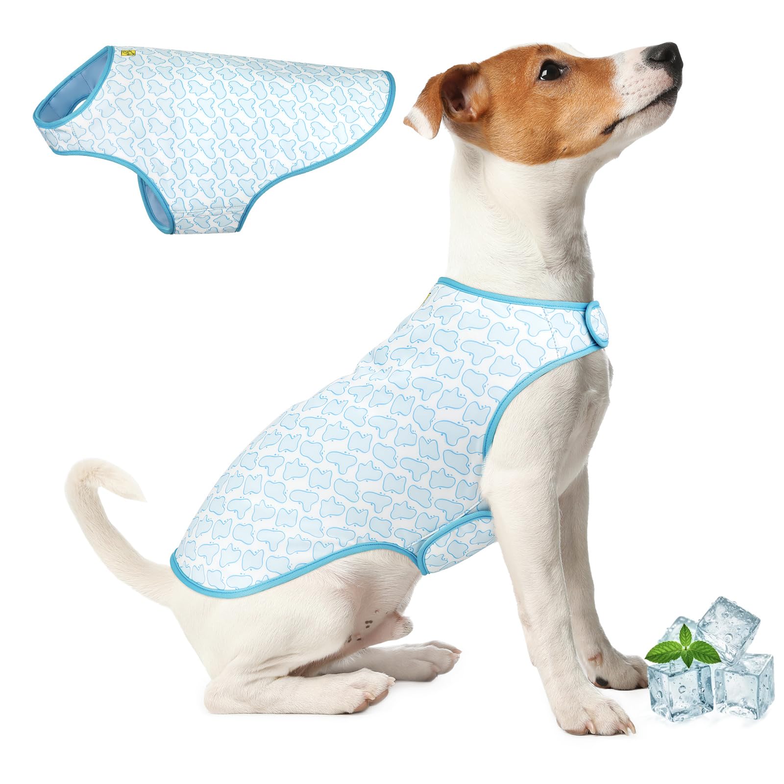 Gilet rafraîchissant pour Chiens – Léger, Protection UV, Ajustable, réutilisable, Refroidissement par évaporation, réversible. Idéal randonnée, Course, Voyage, Jeux.