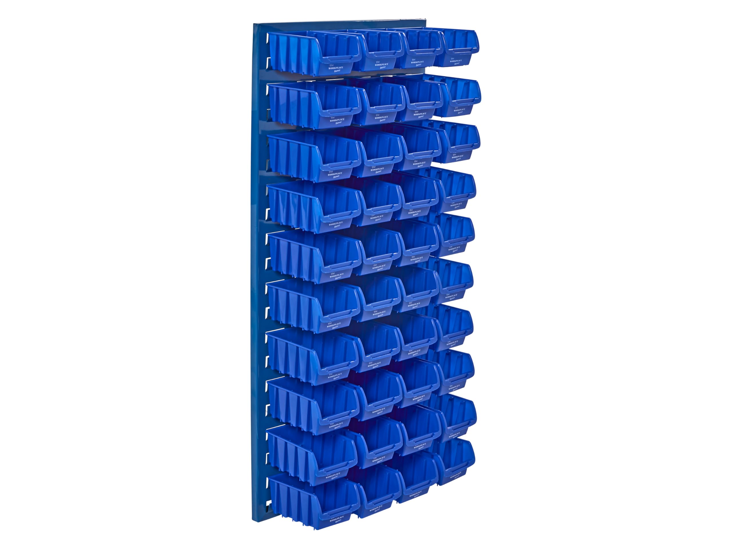 The Workplace Depot Louvre Panel Bin Kit – 995(H) × 460(W) mm Panel with Polypropylene Bins in Blue, Red or Yellow – Heavy-Duty Workshop & Warehouse Storage Solution (Blue, with x40 Small Bins)