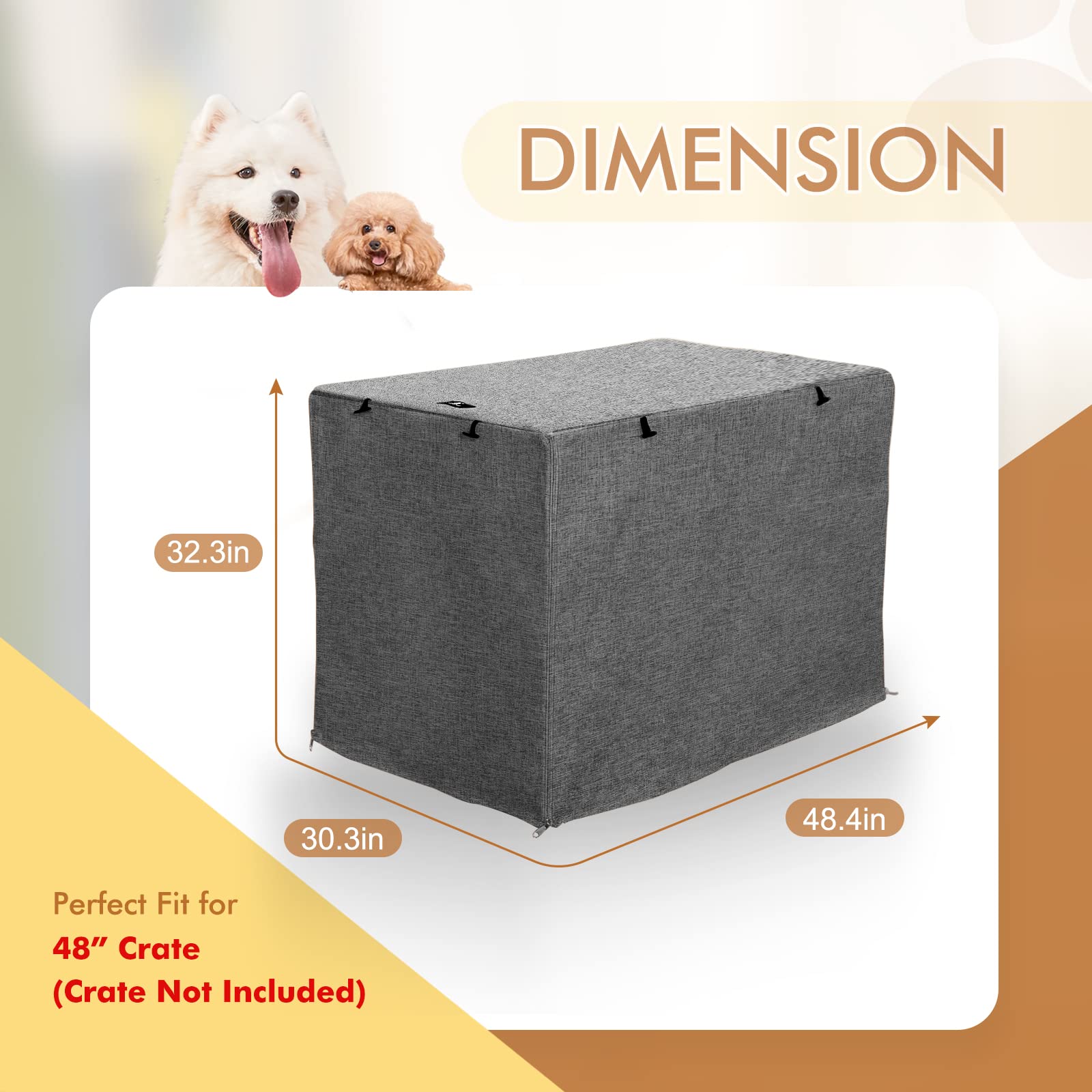 X-ZONE PET Funda para jaula de perro de doble puerta, cubierta de poliéster para perrera (se adapta a cajas de alambre de 24, 30, 36, 42 y 48 pulgadas)