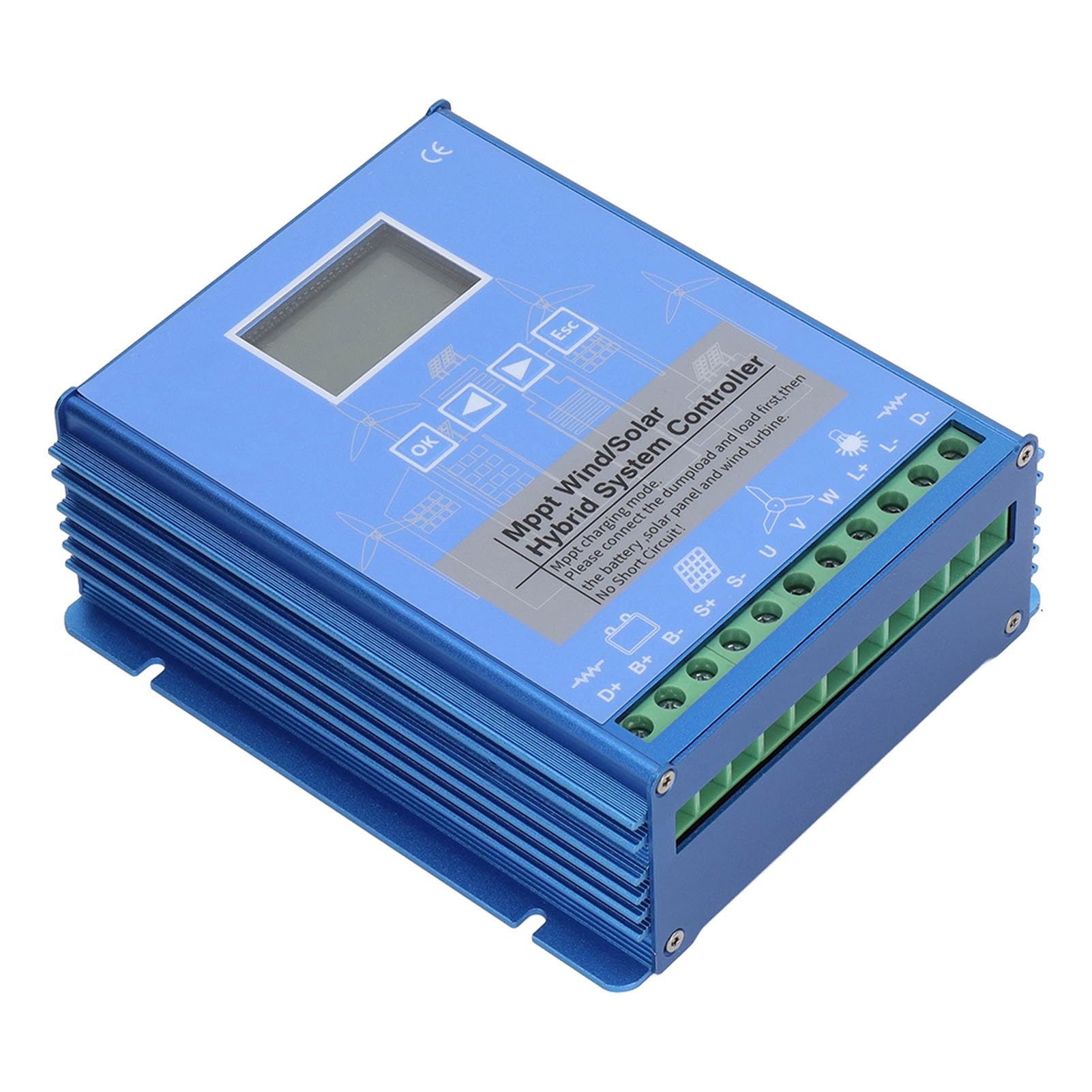 Fafeicy 24V 48V MPPT Wiatrowy Regulator Słoneczny Hybrydowy Regulator ładowania ze Stopu Aluminium dla Turbiny Wiatrowej o Mocy 1000W i Systemu Paneli Słonecznych Poza siecią