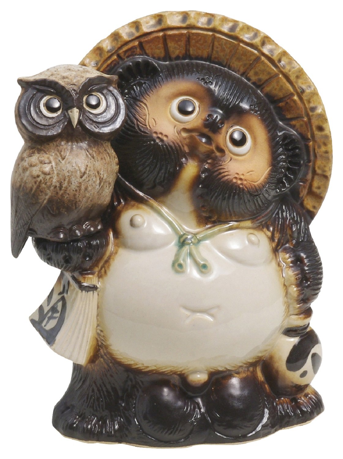 Amazon.co.jp: 信楽焼 ふくろう付狸 8号 : Home & Kitchen