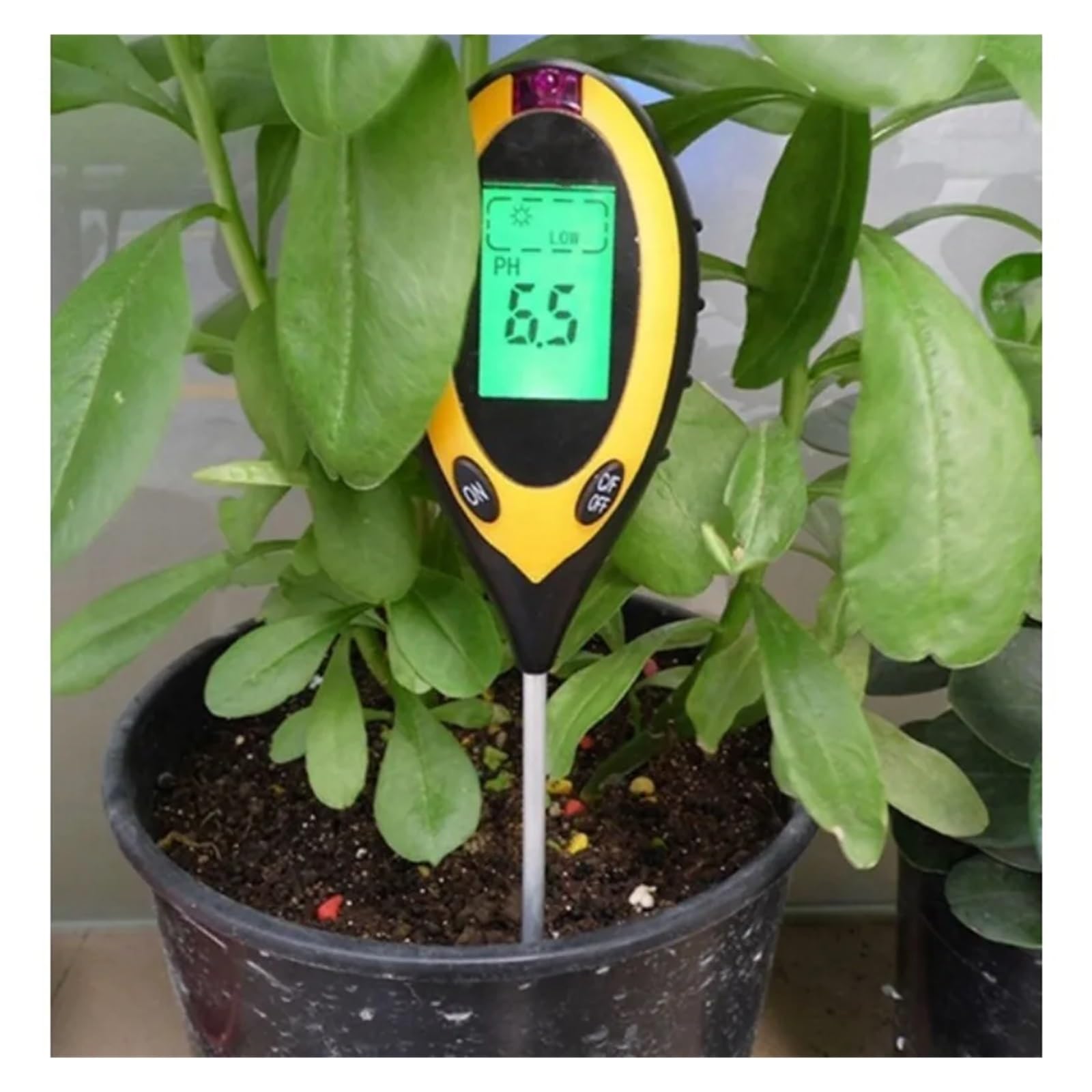 4 In 1 Digitaler Bodentester Boden PH-Monitor Temperatur Feuchtigkeitsmesser Bodendetektor Sonnenlichttester for Gartenpflanzen Landwirtschaft Einfache Bedienung