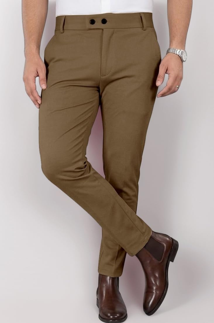 Men's Stretchable Stretchable Formal Pant Trousers | Stylish Slim Fit Men's Wear Trousers for Office or Party | Polycotton Knitted Fabric