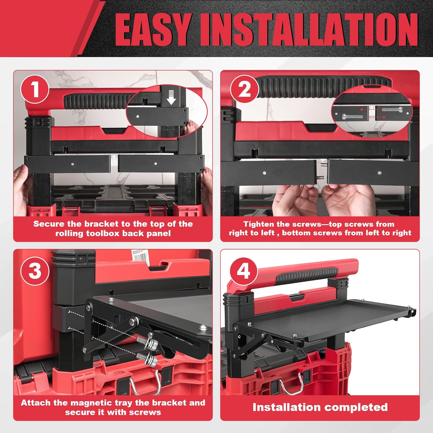 Magnetic Tool Tray Compatible with Milwaukee 48-22-8426 Packout Rolling Toolbox, Foldable Work Table Work for Packout System with Handle,Packout Toolbox accessories
