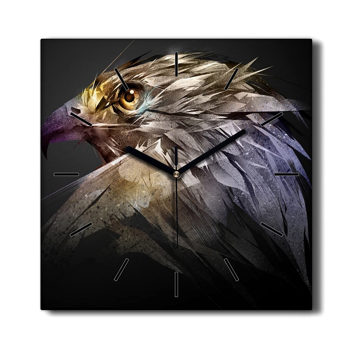 Horloge sur Toile Oiseau Aigle Coloray 30x30 cm pour Salon