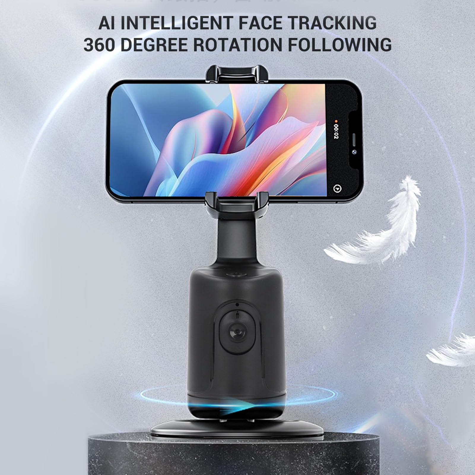 Soporte para teléfono de seguimiento facial automático, rotación de 360°, trípode de seguimiento de teléfono, soporte de cámara inteligente, control de gestos, para transmisión de video en vivo
