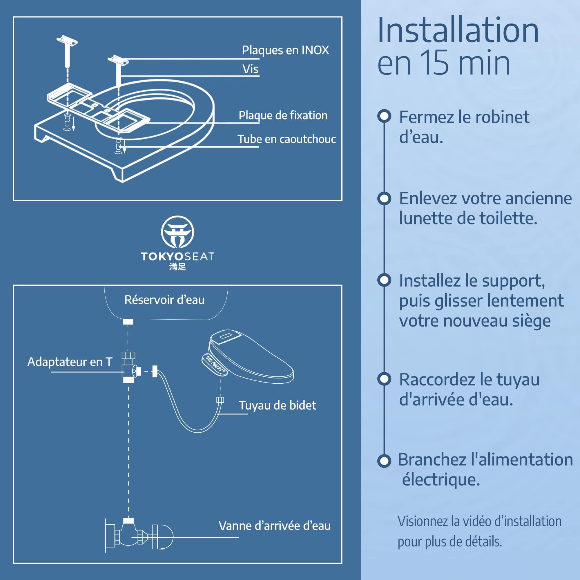 Marque Française : Siège Toilette Japonaise Complet, Abattant WC Japonais Electrique Lavant Séchant avec cuvette Japonaise Chauffante et Innovante, Bidet WC eau chaude, Confort et Élégance