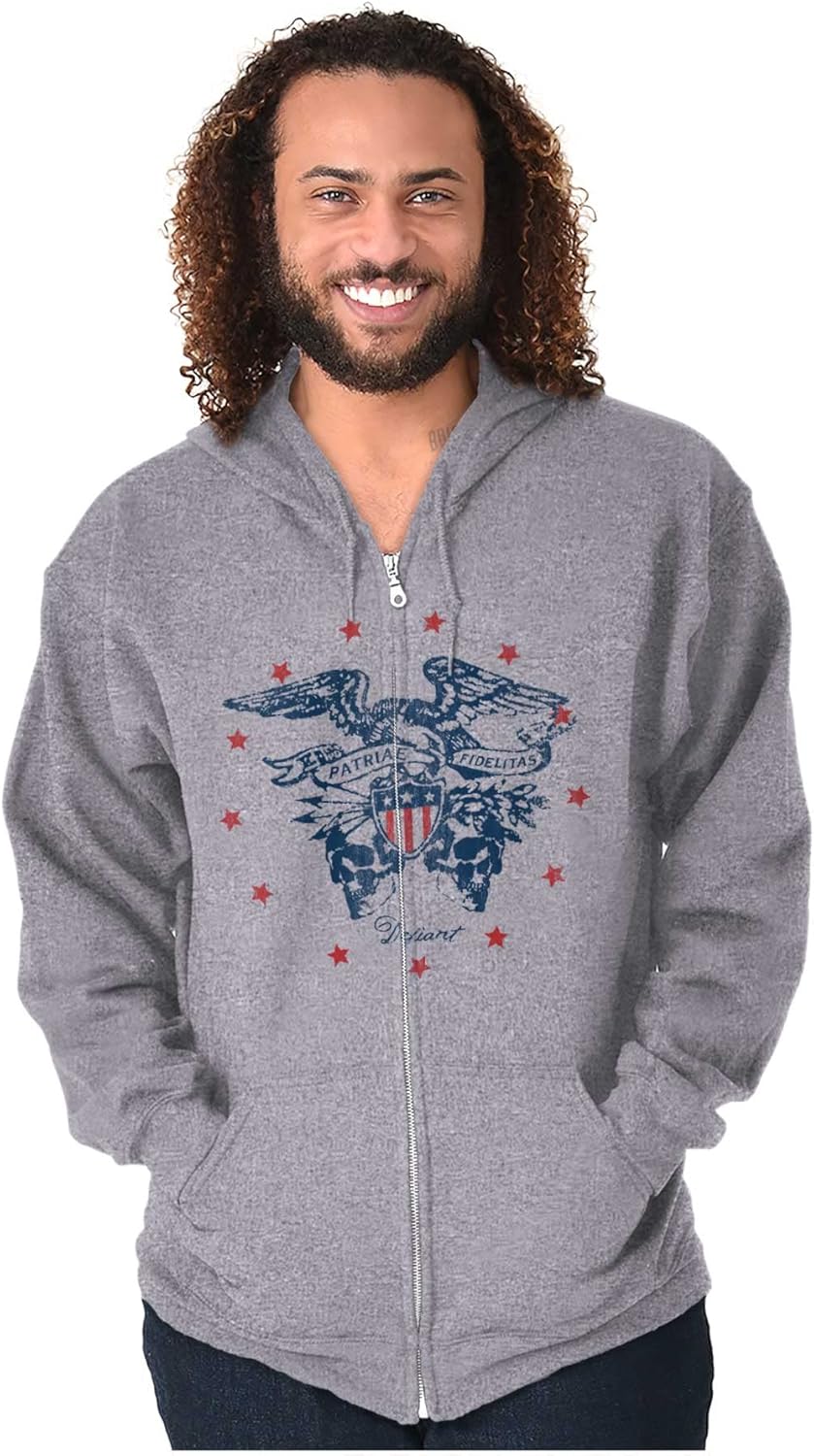 Brisco Brands Patriotic Bald Eagle American Flag Zip Up Hoodie Mens Womens Medium Sport Grey image 4 of 6 B0BM52X3HQ