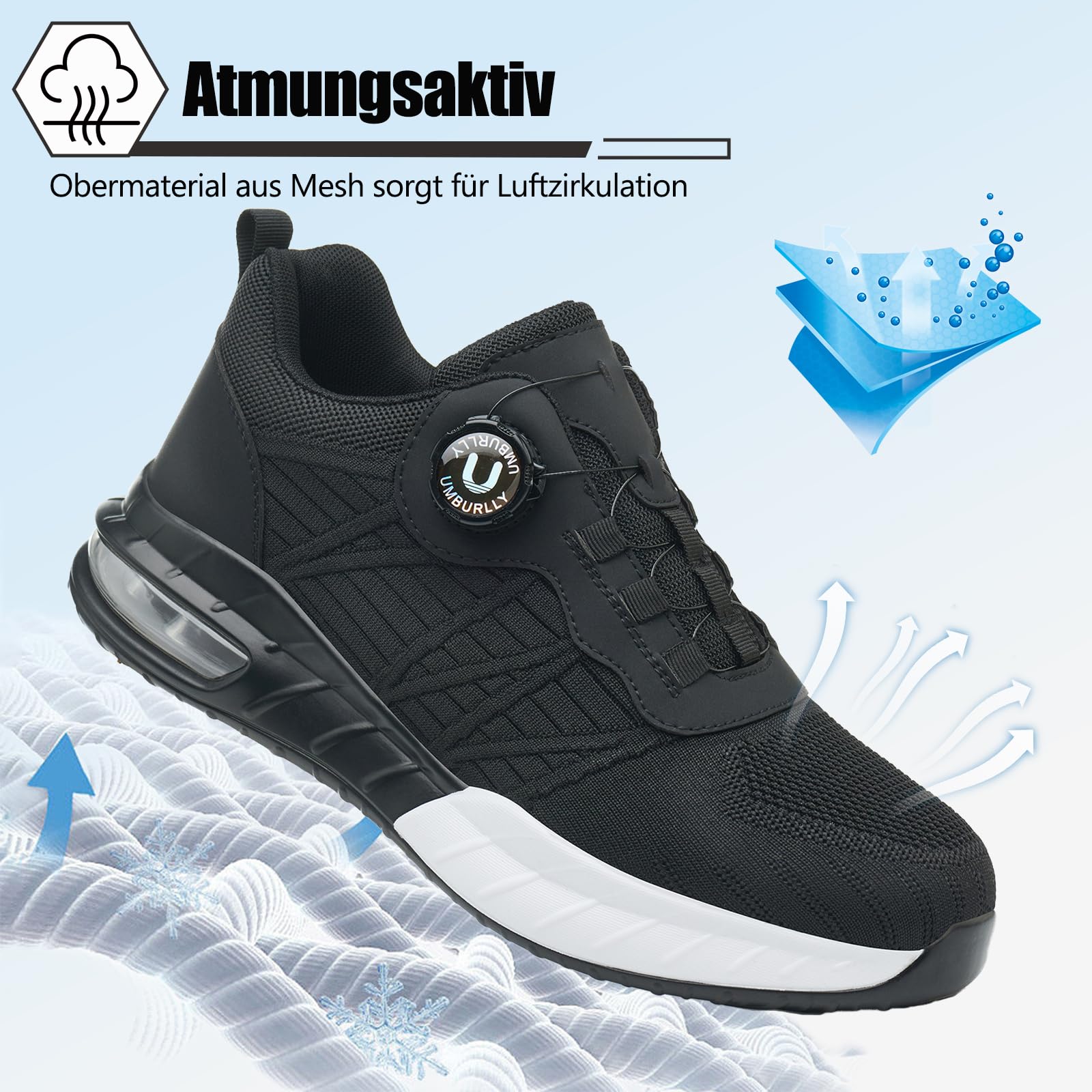 Zapatos de Seguridad Hombre Mujer Zapatillas de Trabajo Ligero Comodo Calzado de Seguridad con Punteras de Acero Transpirable Antideslizante 37-46EU