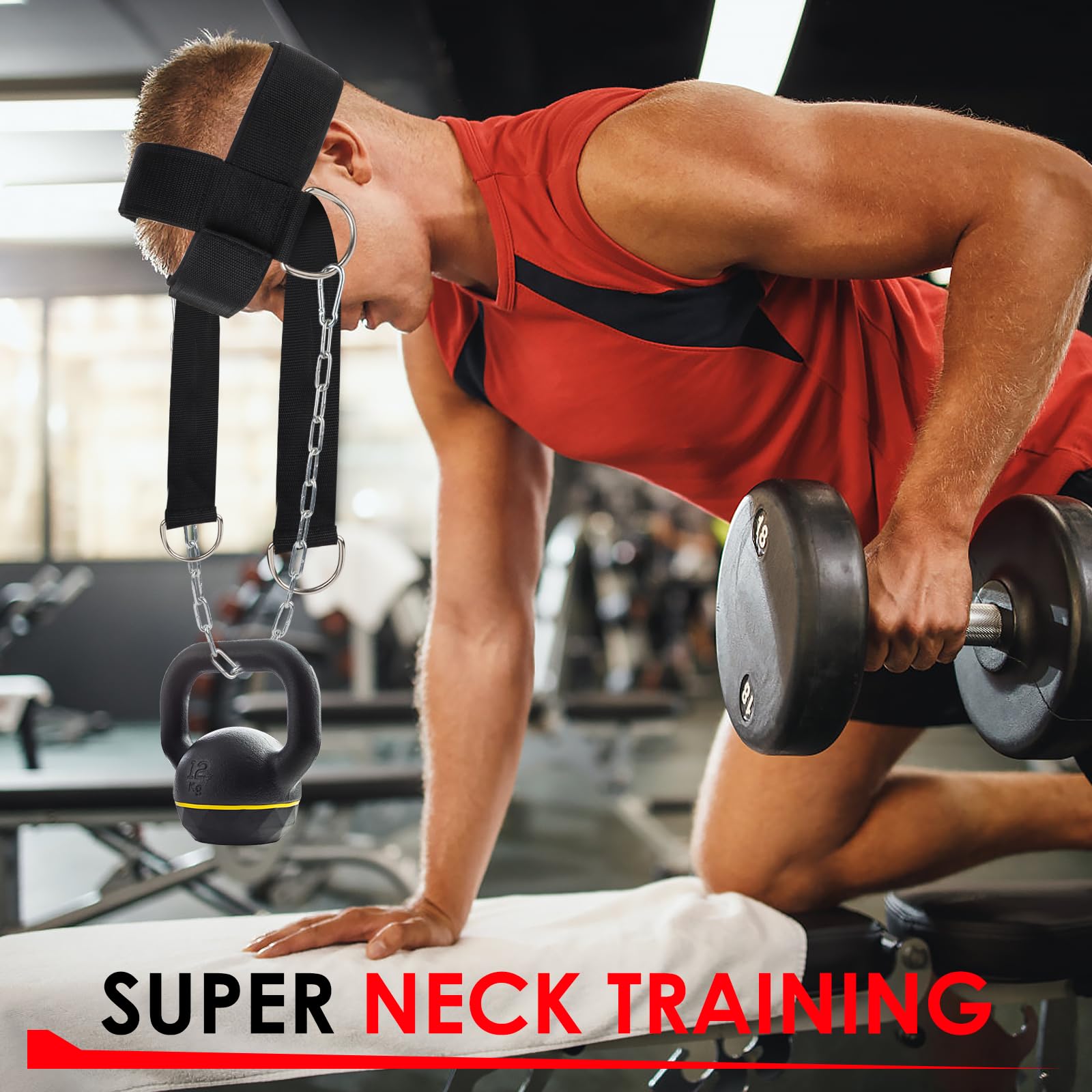 Leesvilary Neck Harness for Weight Lifting Training Head Neck Workout Equipment Neck Exerciser Trainer with Steel Chain and Adjustable Neoprene Strap Neck Strengthener for Home Gym : Sports & Outdoors