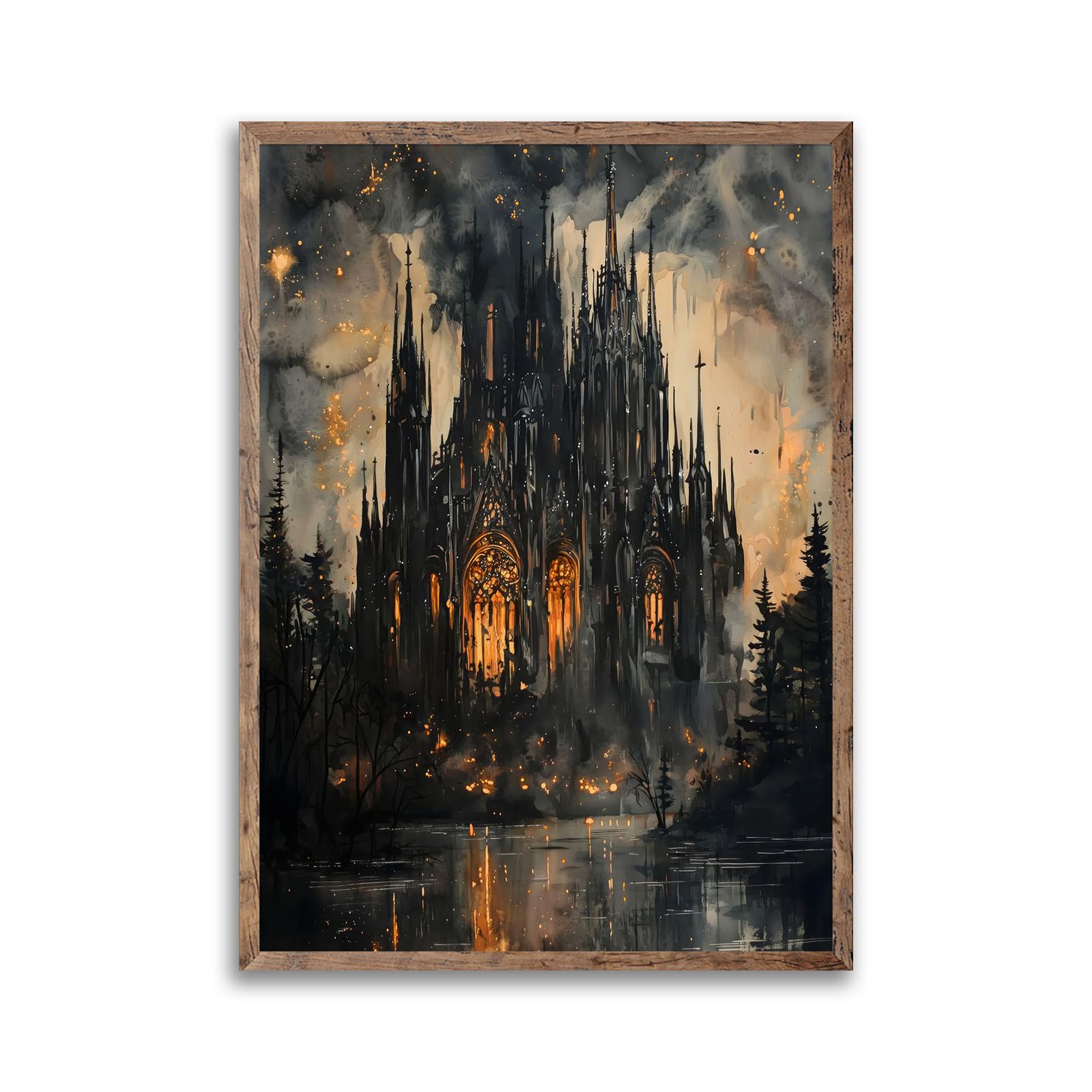 ZHGYGBN Retro Wall Art Gothic Home Decor Wall Art Victorian Painting Vintage Castle Oil Painting Vampire Castle Art for Home Living Room Bedroom Wall