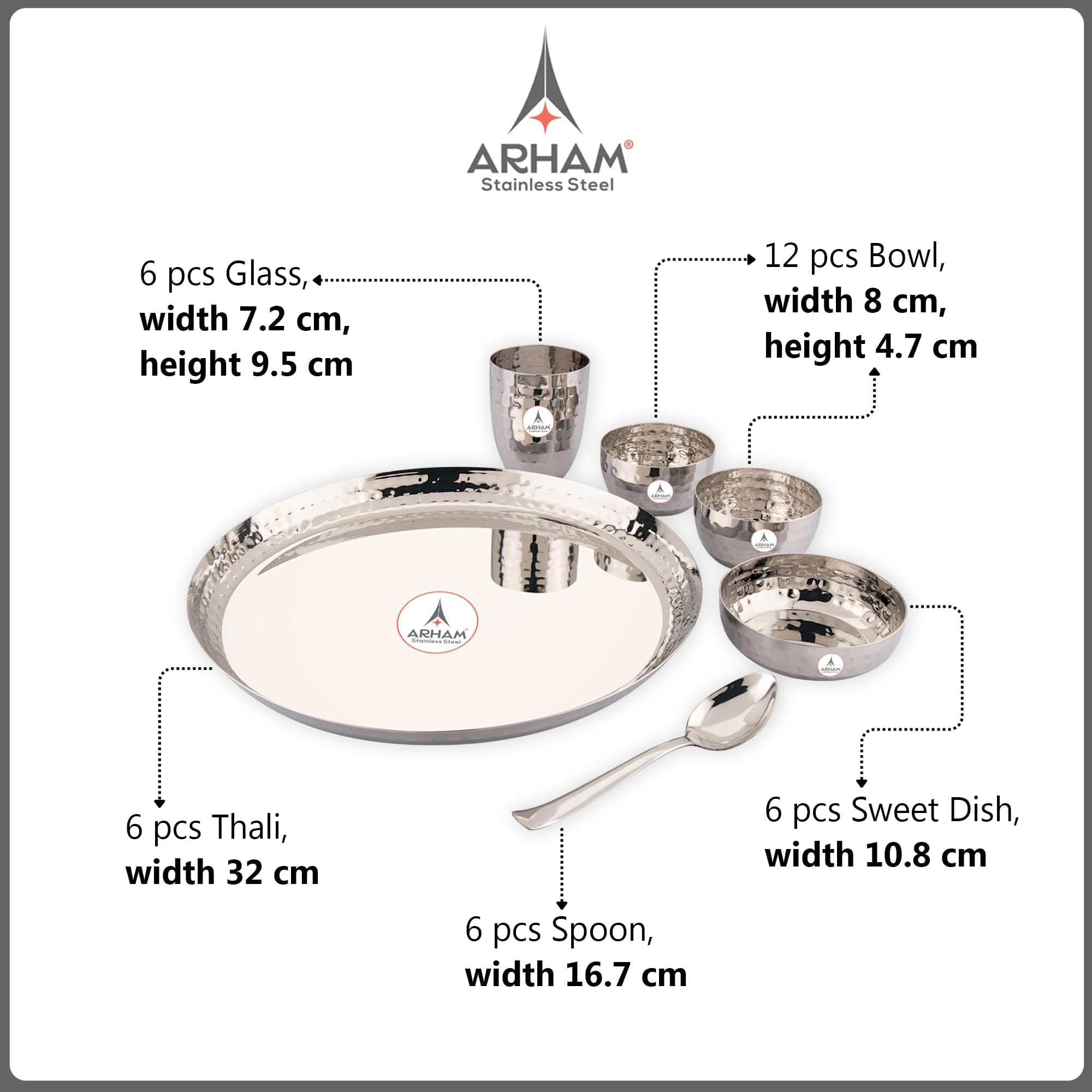 Arham Stainless Steel Dinner Set - 36 Pcs -3