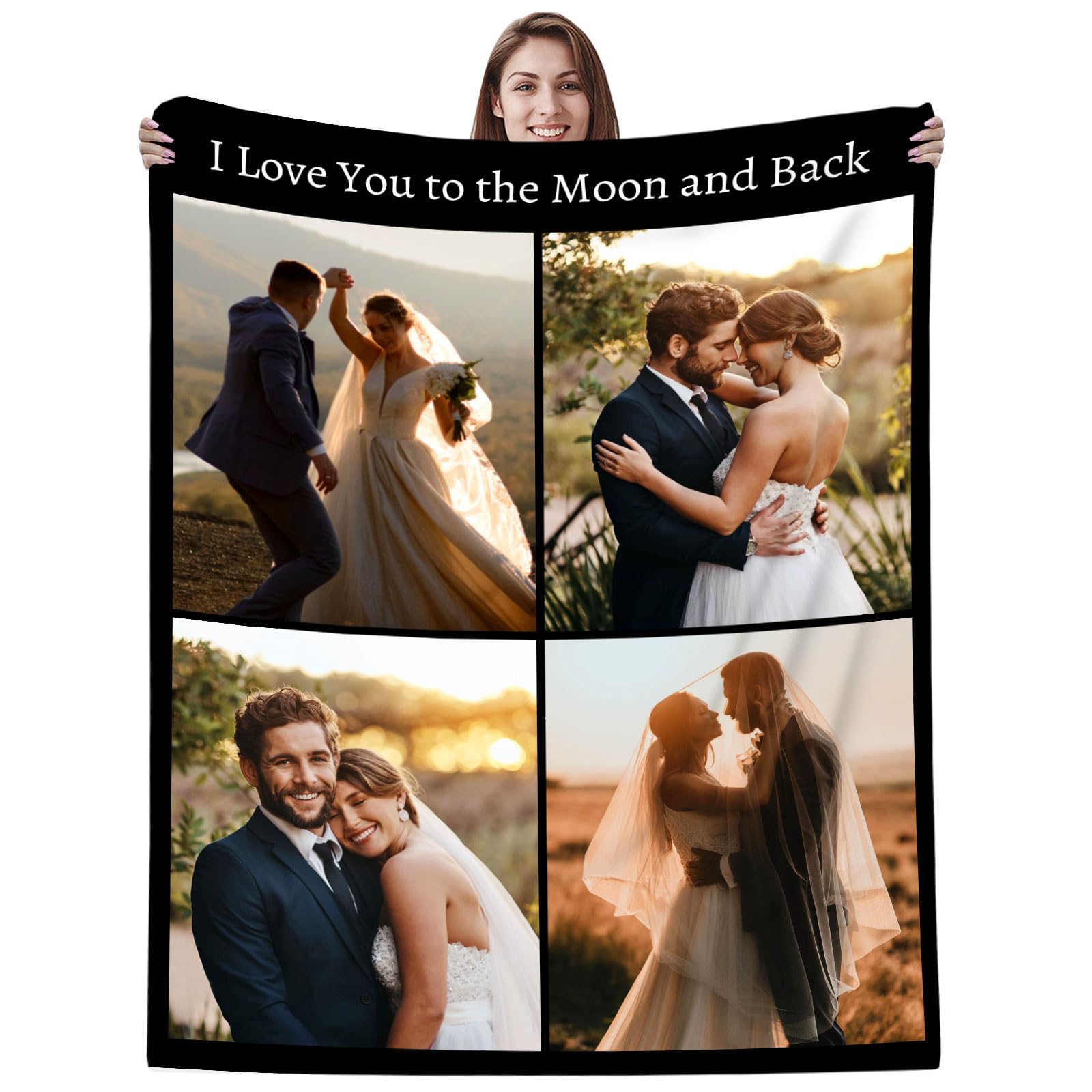 NIBESSER Custom Blanket with Photos Personalised Photo Blanket for Adult with Photos&Text Flannel Throw Blanket Personalised Couples Gifts Birthday for Women Men(76x100cm)
