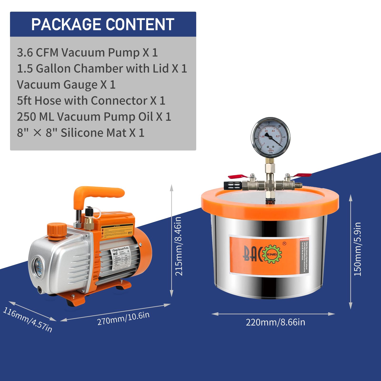 bacoeng Vakuumkammer Kit mit Vakuumpumpe Klimaanlage