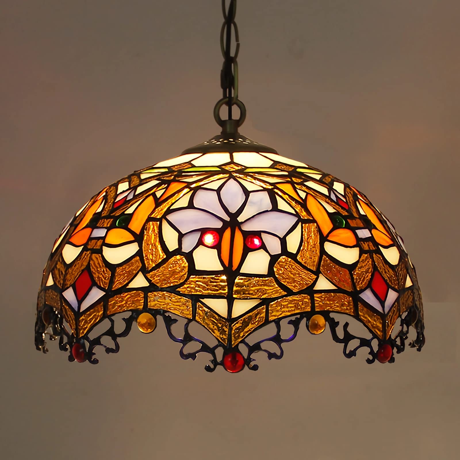 YNIYUJKL Tiffany-Style Baroque Chandeliers, Stained Glass Ceiling Pendant Light Fixtures For Living Room Bedroom Dining Room Kitchen, E27 Bulb, Max40W,30Cm-40Cm (30Cm),30cm