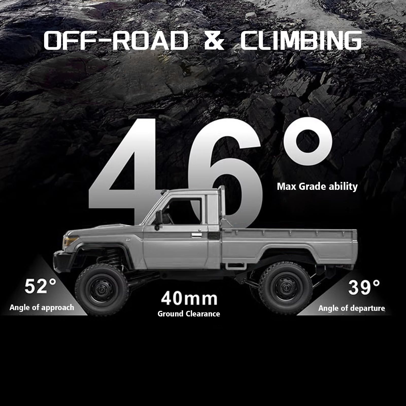 ARRIS Échelle 1/12 RC Crawler, MN-82P RTR RC Truck LC79 4x4 Véhicules tout-terrain 2,4 GHz RC Rock Car avec lumières LED, batterie 7,4 V 1200 mAh pour adultes (gris)