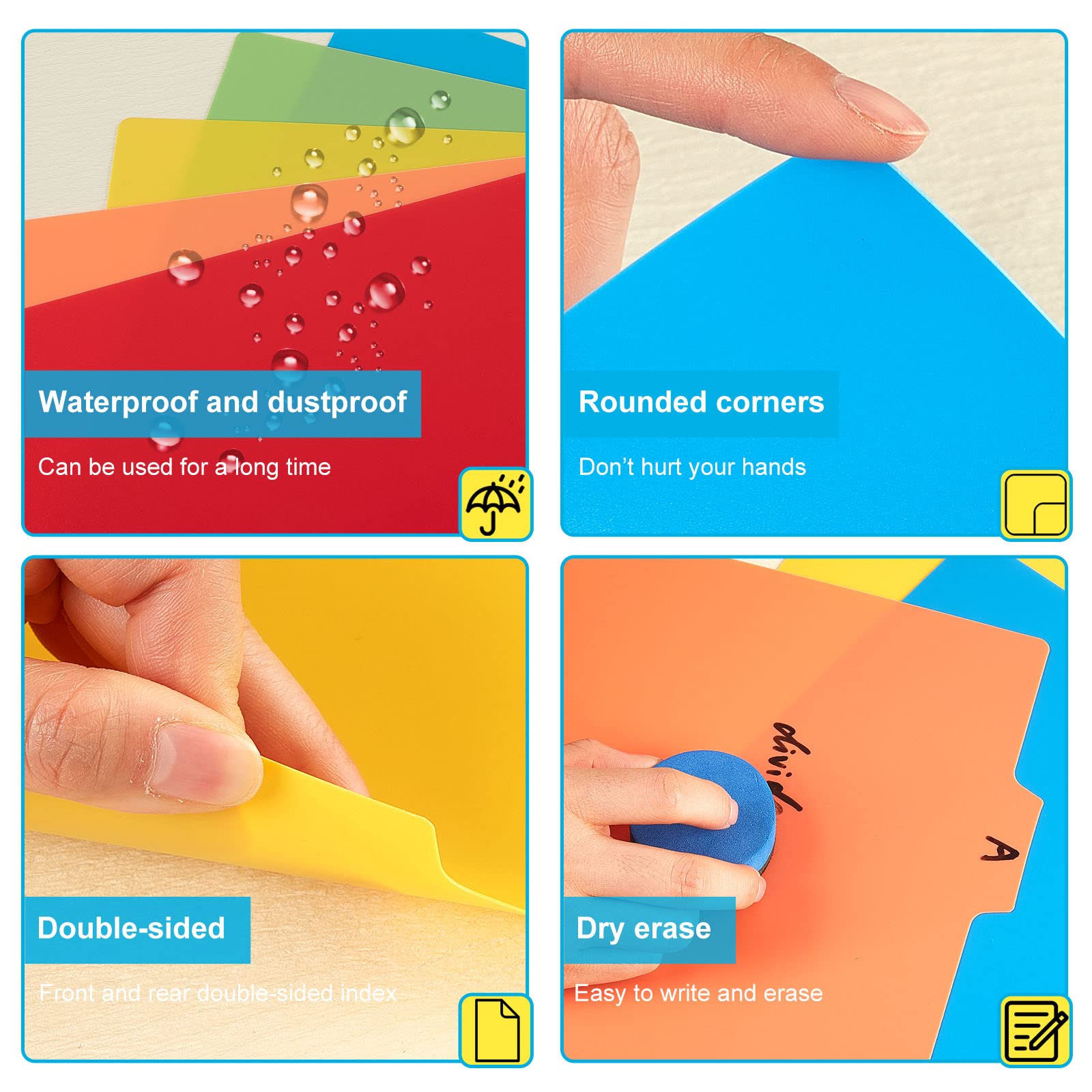 51 pz Index Card Guide Set Indice Schede Divisori Scheda Top Tab File Guide Alfabetico Alfa, A-Z 1/5 Tab Divisori per Ufficio Business Classroom Prodotti, Polipropilene, 31,8 x 20 Pollici