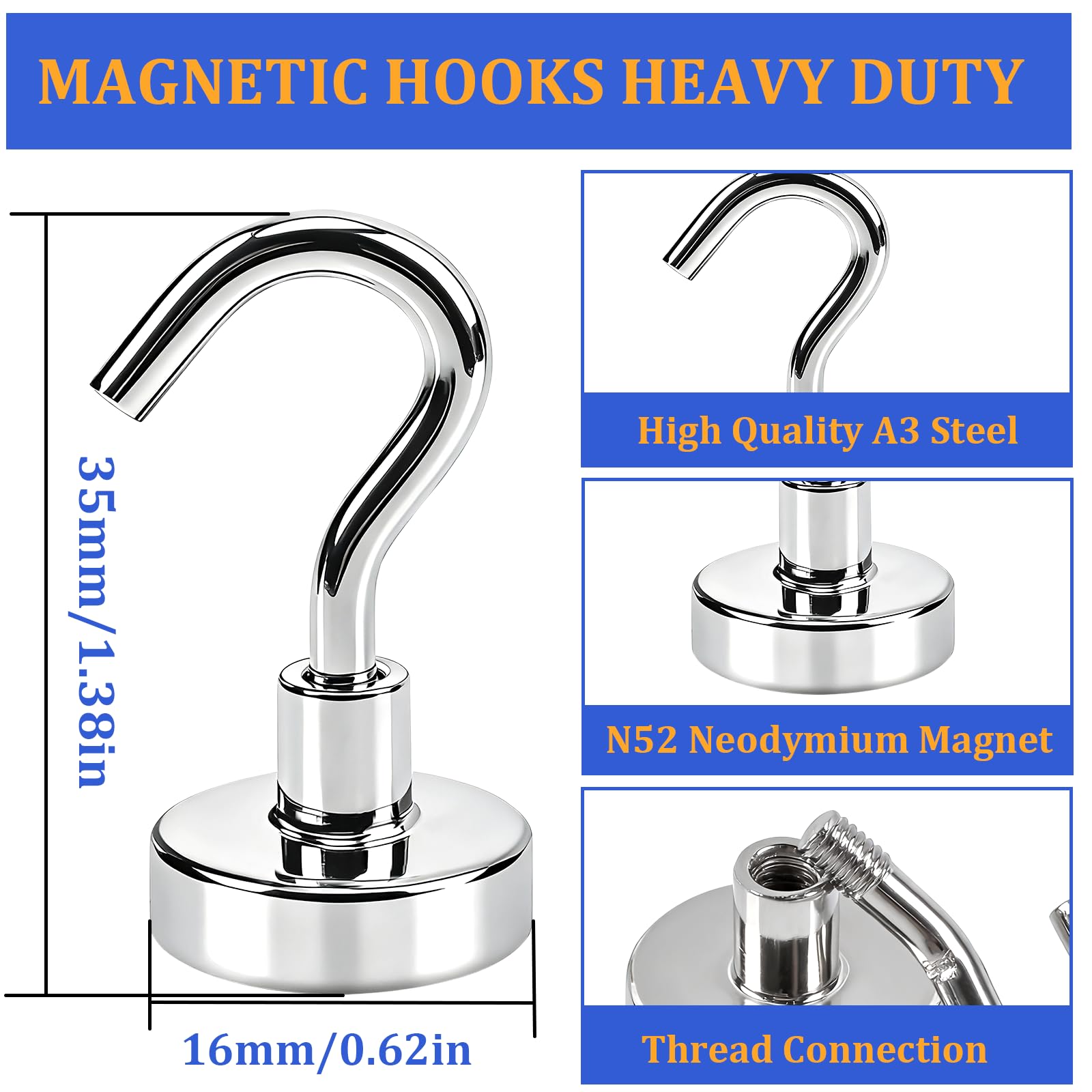 26Pack Magnetic Hooks for Cruise Cabin Essential, 0.63" Heavy Duty Magnet Hooks for Kitchen, Classroom & Home Use - Strong Magnets Holder for Hanging Tools, Decorations — Amazon image 2