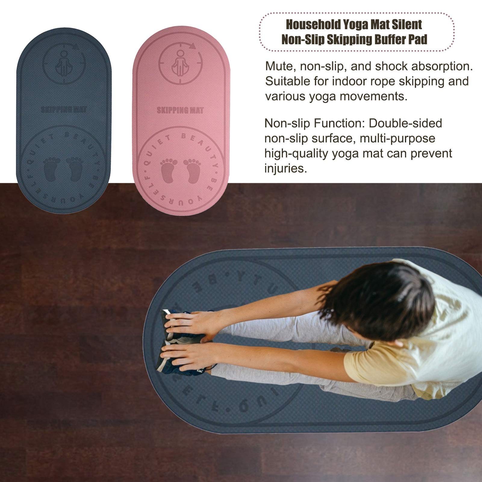 127X62CM Tappetino per tampone per salto domestico Tappetino per yoga silenzioso Tappetino per corda per saltare aerobica Tappetini antiscivolo per allenamento sportivo