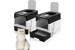 2 Pack Large Cat Litter Box For 2 Cats: Foldable, Top Exit, Odor Control