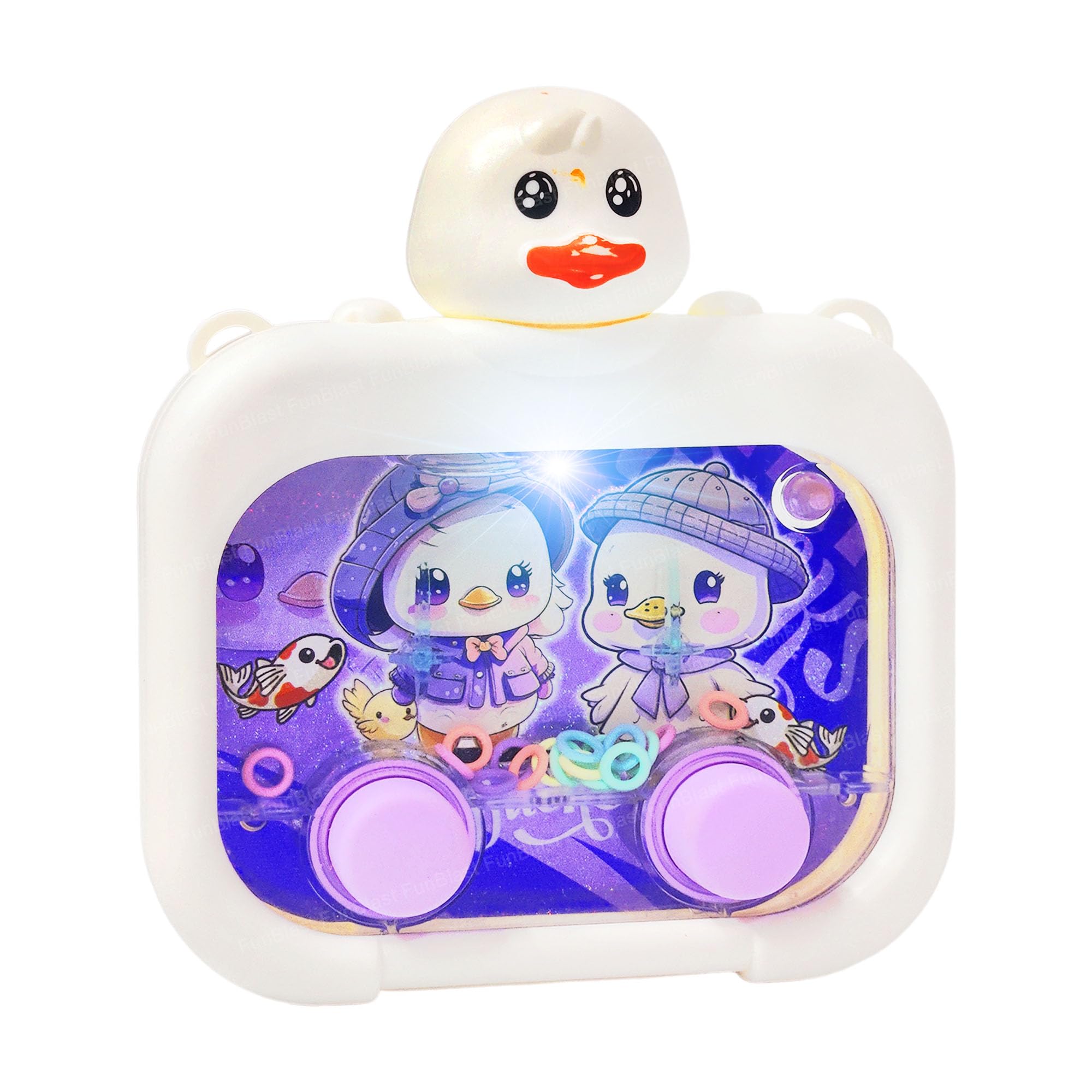 FunBlast Duck Theme Handheld Game for Kids – Aqua Toy Water Ring Toss Game with Flashing Lights, Handheld Games for Kids, Ideal Gift for Boys, Girls (White)-image-42
