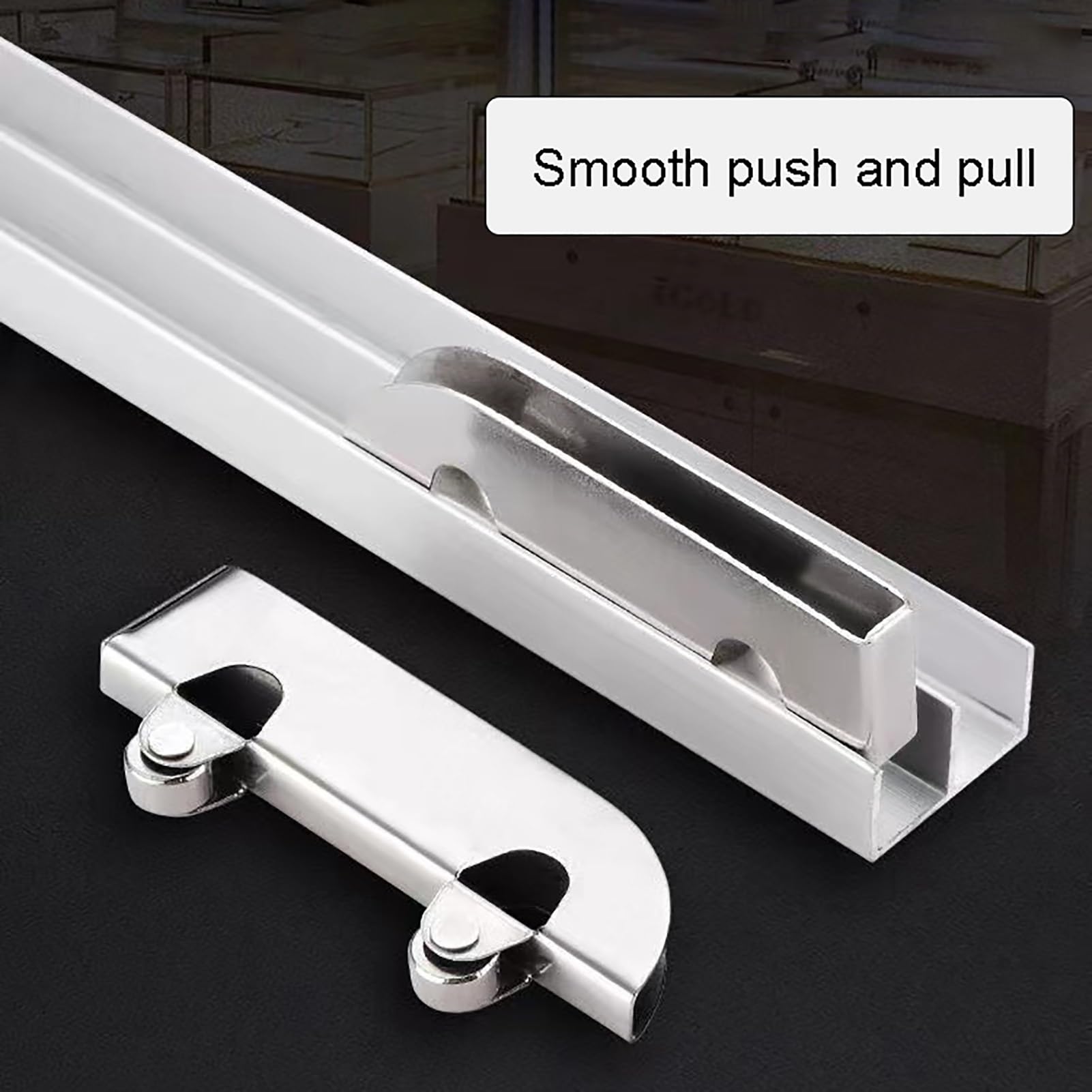 Verdickte 5-mm-Glasschiebetür-Doppelschienen-Vitrinenrutsche, Schienenradzubehör aus Aluminiumlegierung(100cm/39.4in)