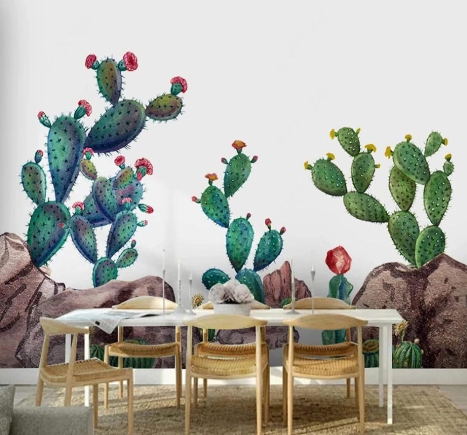 XLMING Minimalist Fresh Cactus Tropical Plants 3D Wallpaper Luxury Home Dining Decor Paste Sofa Living Room The Wall for Bedroom Mural-400cm×280cm