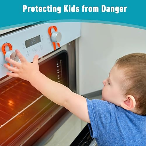 Miniatura 7 de Cerraduras de estufa de seguridad para niños, paquete de 5 cerraduras de perilla de estufa con tamaño universal, cerraduras de perillas de estufa de