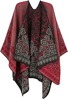 Vista 178 de Poncho chal para mujer, suéteres suaves y cálidos para mujer, parte delantera abierta, poncho de viaje para otoño, invierno y primavera