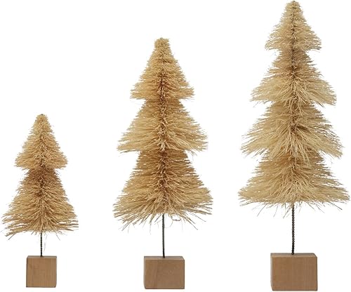 Miniatura 4 de Creative Co-Op Árbol de cepillo para botella de sisal crema con base de madera, 5 pulgadas de largo x 5 pulgadas de ancho x 12 pulgadas de alto