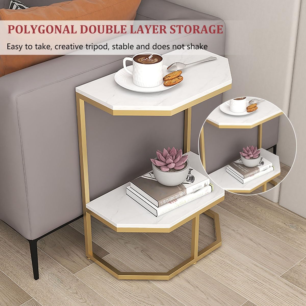 Table D Appoint Salon, Table D'appoint De Canapé, Petite Table Basse, Table D Appoint Salon Dore, Stand De Nuit, Table De Chevet, Petite Table Moderne Pour Salon, Chambre(White,40*20*50cm)