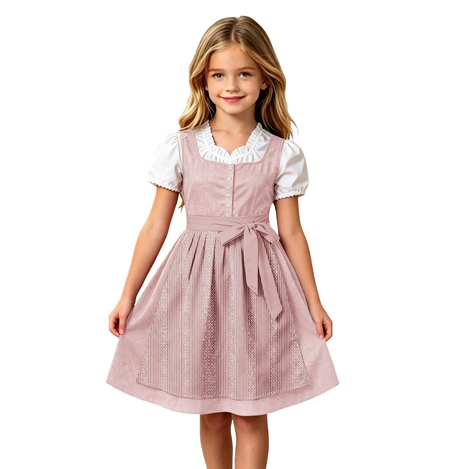 Girls Oktoberfest Costume Bavarian Beer Festival Dirndl Dress with Apron โ image 1
