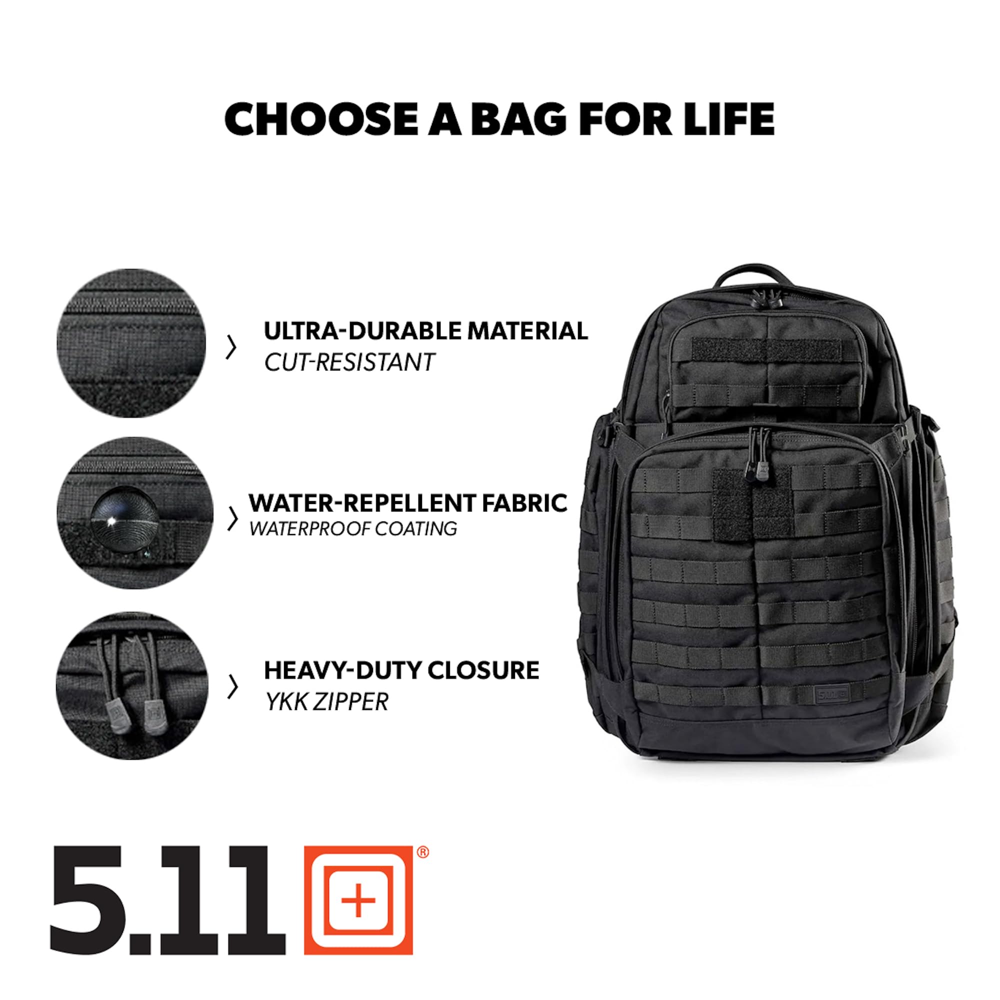 Amazon.com : 5.11 Tactical Rush 72 2.0 Tactical Backpack 55L Molle Laptop, Black
