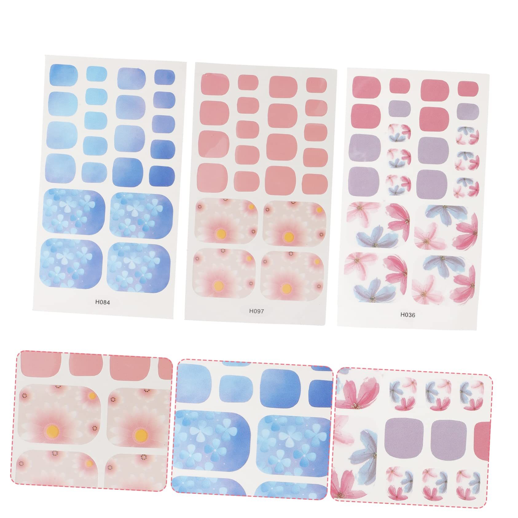 minkissy 4 Set Di Decorazioni Per Unghie Dei Piedi Adesivi Per Unghie Autoadesivi Decorazioni Per Unghie Dei Piedi 6 Fogli * 4
