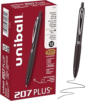 uni-ball 207PLUS+ Gel, 0.7MM, Black, OS Dozen