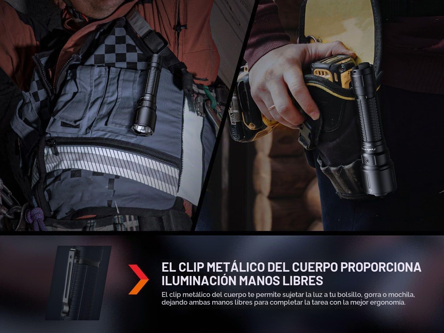 FENIX WF26R - Linterna de trabajo recargable con soporte de carga | 3000 lúmenes | 450 m | 44 horas máximo | 21700 funciona con batería | Carga magnética | IP68