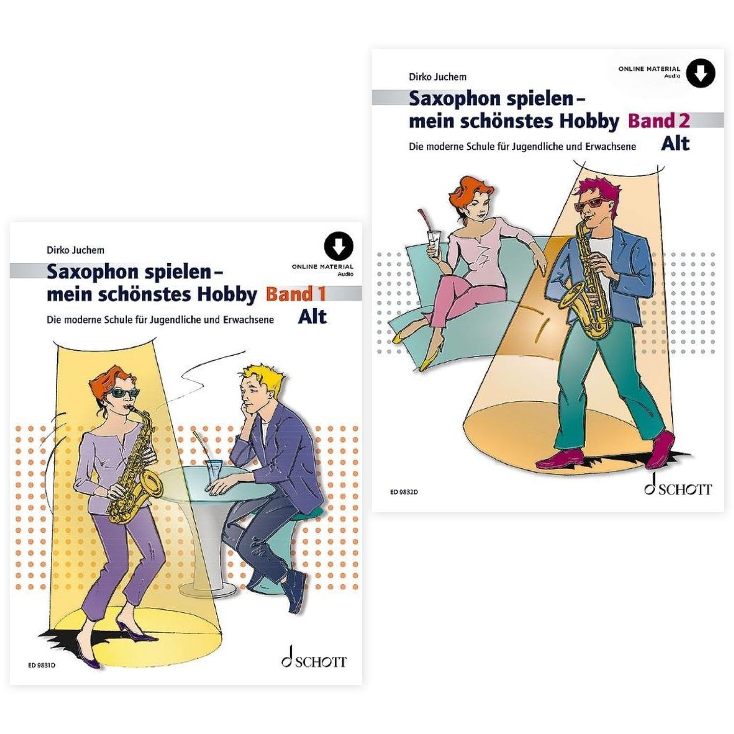 Saxophon spielen - mein schönstes Hobby Band 1 und Band 2 (9831D, ED 9832D, 9783795723422, 9783795720971) + Pflegetuch aus Mikrofaser (Starterset)