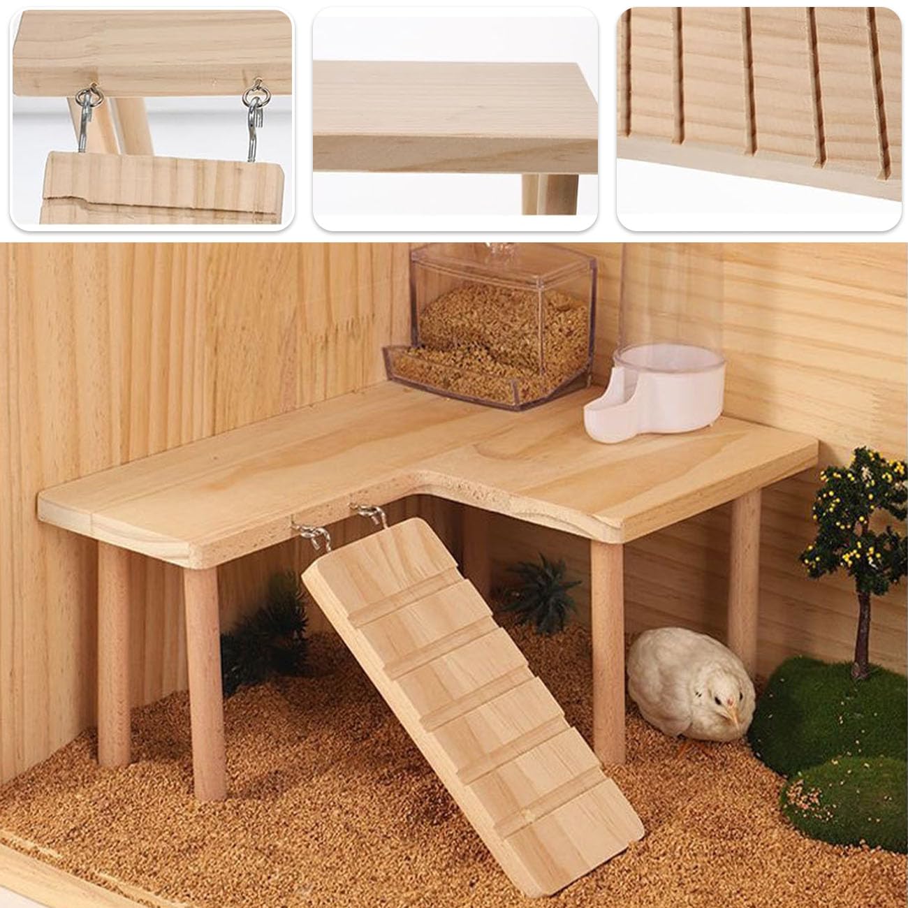 Escondite de Madera para Reptiles con rampa de Escalada, dragón Barbudo, Cueva, acuarios y terrarios, Accesorios para Dragones barbudos, gecos, lagartos, Tortugas, hámsteres (Grande)