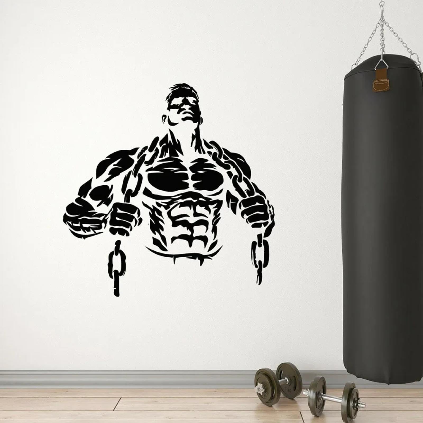 WEIMEIJIE Gym Logo Barbell Muscle wall Sticker Vinyl wall Sticker Men's Muscle Gym Bodybuilding Sticker
