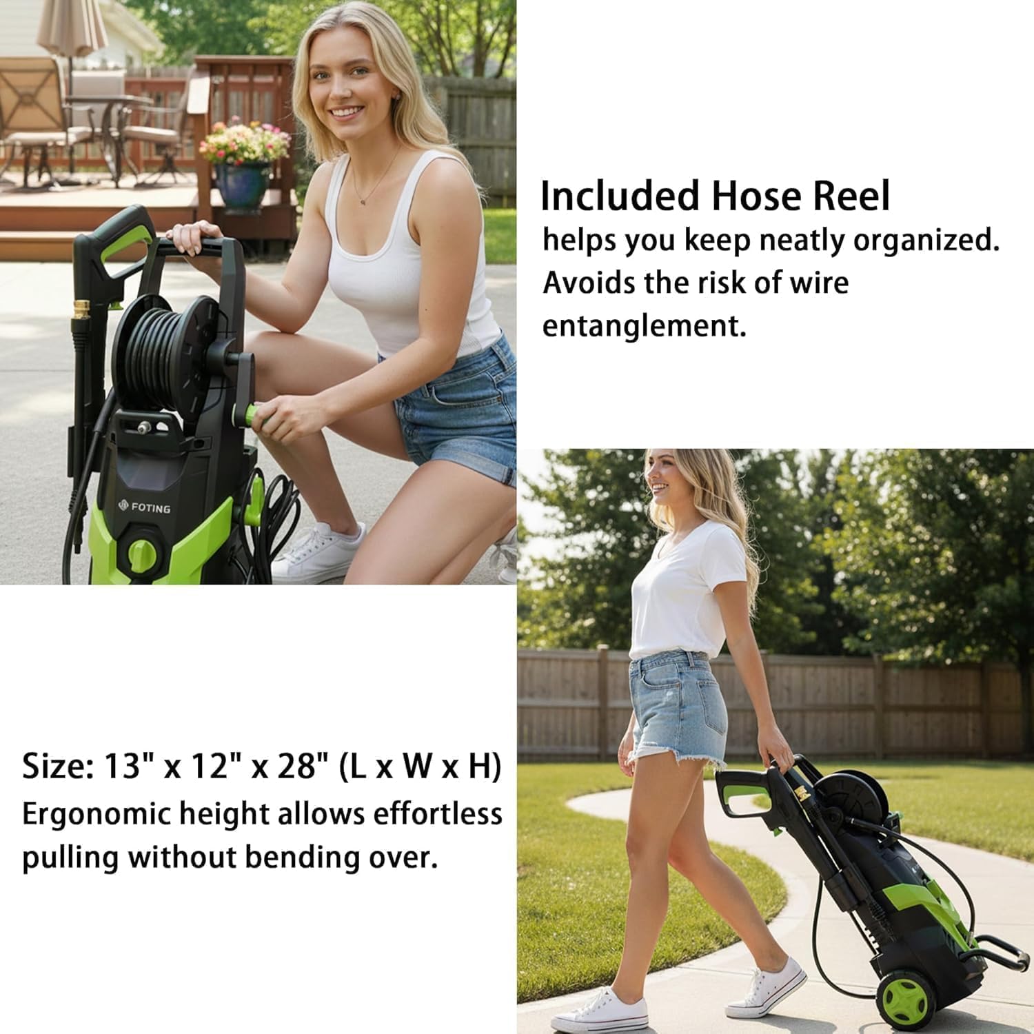 4500 PSI Pressure Washer, Power Washer with 4 Quick Connect Nozzle & Foam Cannon & Filter, High Pressure Washer for Cars/Fences/Driveways/Patio/Home Cleaning, Green — view 6