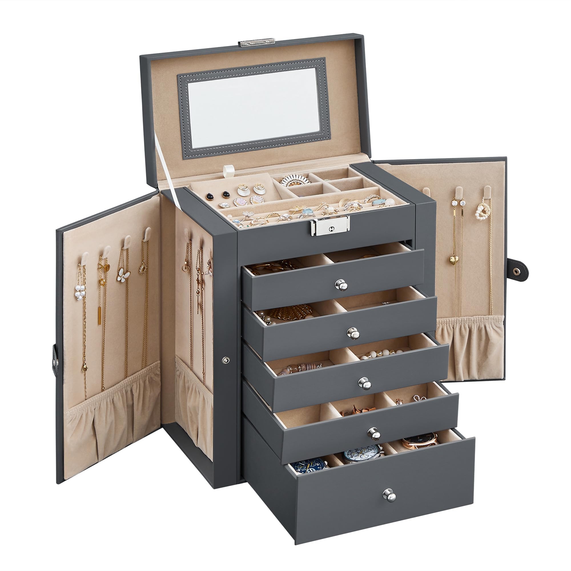 Amazon.com: SONGMICS 6-Layer Jewelry Box Organizer with 5 Drawers