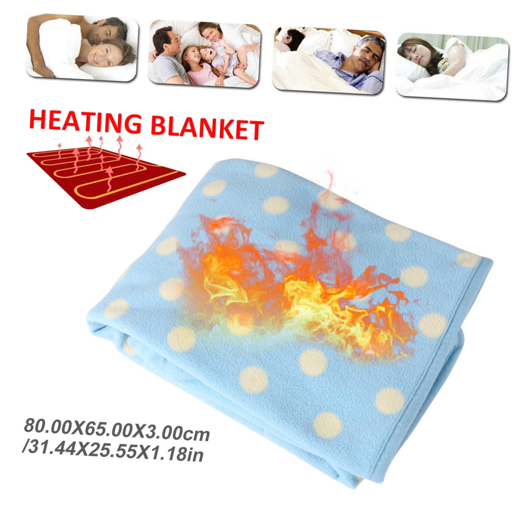 Garneck Heated Blanket USB Electric Heating Pad for Work Home Use Multi-Functional Throw Pocket Design Overheat for Peace of Mind for Cold