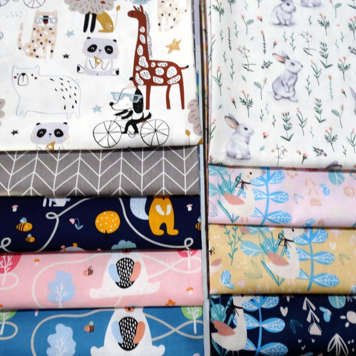 Materiały bawełniane, towar sprzedawany na metry, z nadrukiem kreskówek, zwierzęta, chusta bawełniana, patchwork, zestaw materiałów, 100% bawełna, materiały do szycia, do pikowania,