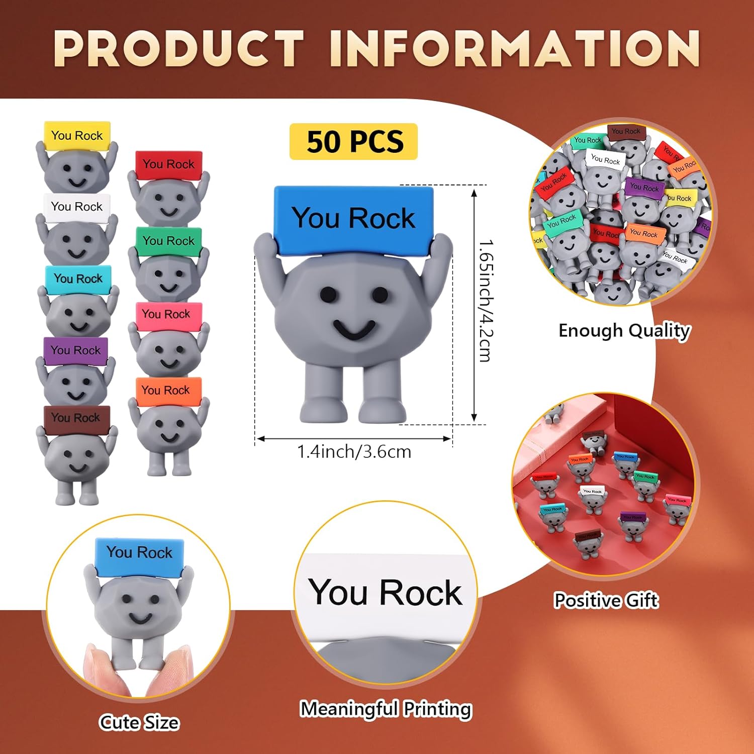 Gejoy 100 Pcs Mini Rubber Stone Toys Positive Mini Rock Stones Figures to Hide You Rock Gifts Decorations and Encouragement Birthday Motivational Gifts for Colleague Staff Teacher