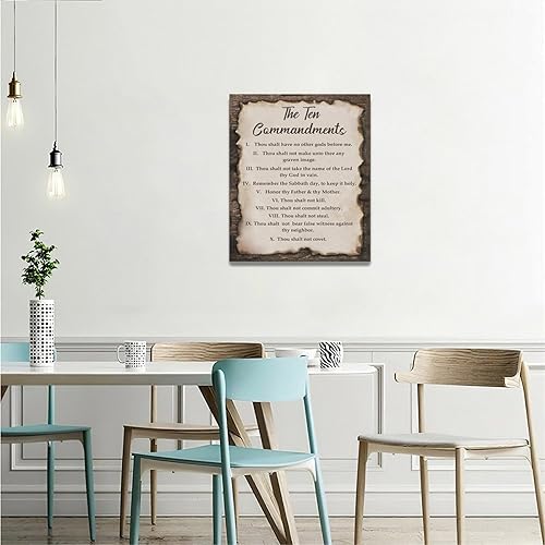 Miniatura 208 de Arte de Pared Cruz de los Diez Mandamientos Arte de Pared de los 10 Mandamientos Versículo Bíblico Religión Cristiana Escritura Imágenes Decoración