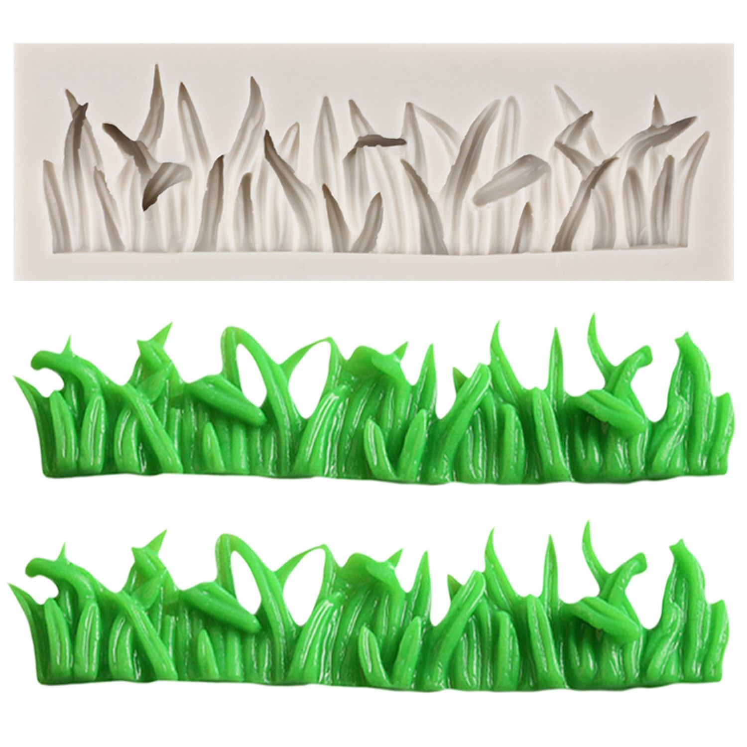 Sijiangmold Grass Shape Fence Silicone Moulds Grass Fondant Mould for Chocolate Cake Decoration Cupcake Topper Gum Paste Candy Polymer Clay