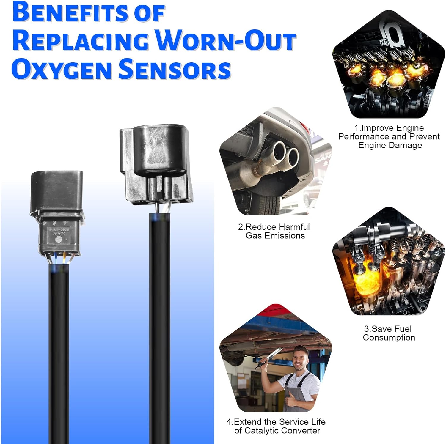 O2 Oxygen Sensor Upstream + Downstream (Only 2.0L) Compatible with 2003-2009 Hyundai Elantra, for 2004-2009 Kia Spectra, for 2005-2009 Kia Spectra5 丨 Replaces OE# 234-5430 234-4851 丨 2PCS