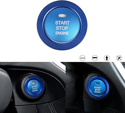 x xotic tech Tapa del botón de arranque del motor, 2 piezas (azul brillante) de aleación de aluminio para botón de encendido del motor, compatible