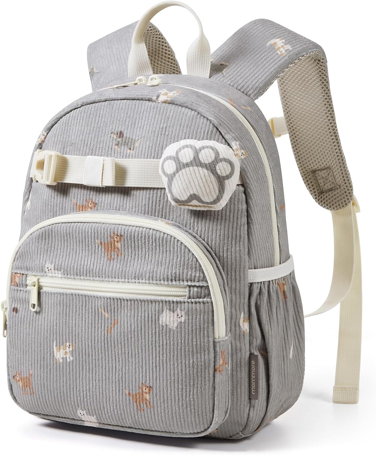 mommore Corduroy Toddler Backpack for Girls 2-4, Kids Backpack with Lunch Box, 13" H Preschool Kindergarten Backpacks for Girls - Strawberry
