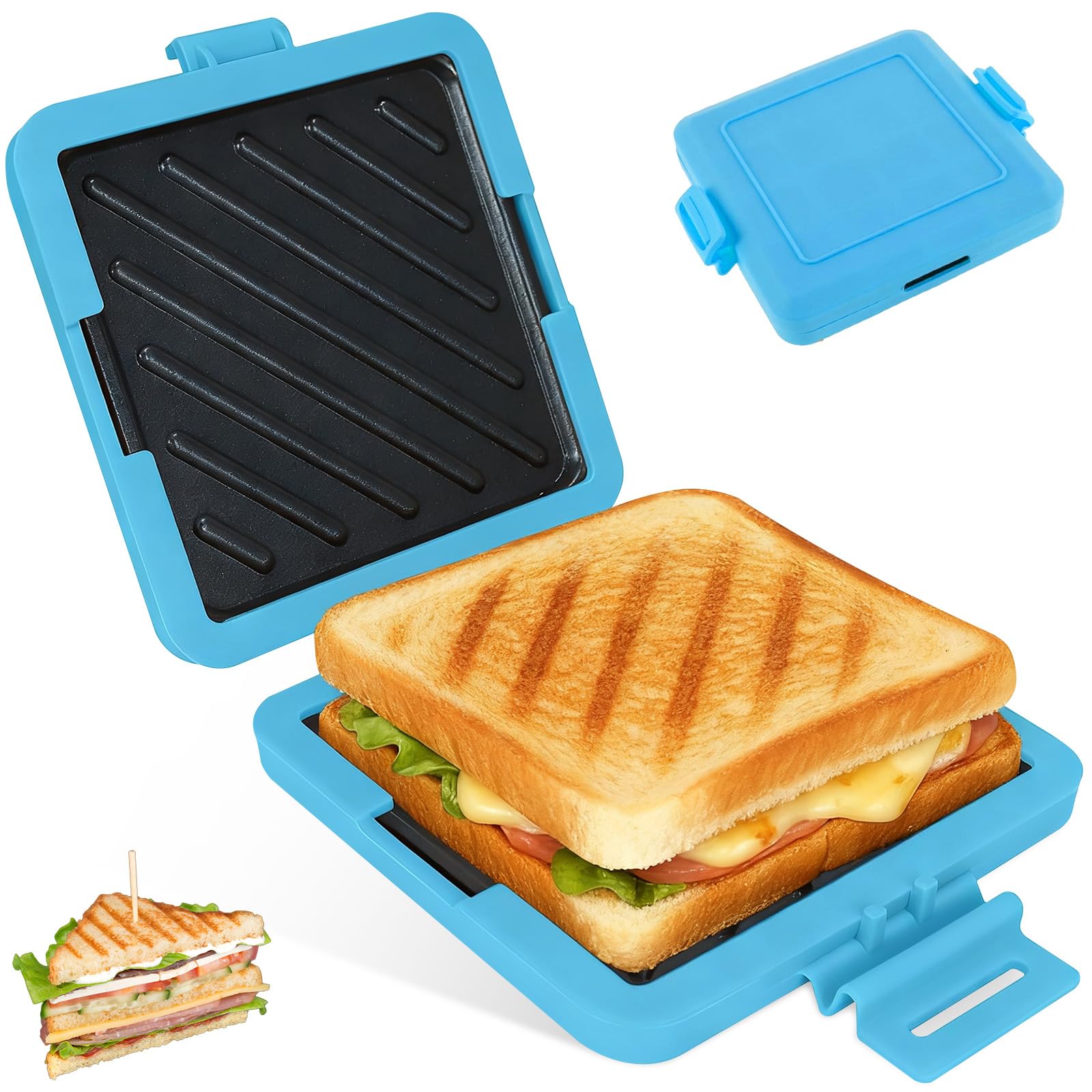 Microwave Toastie Maker Sandwichmaker, Mikrowellen Sandwich Toaster Sandwichtoaster, Geschirrspüler Kabelloser Mikrowelle Silikon Panini Sandwichpresse für Sandwiches Esszimmer Heimbüro Schlafsaal
